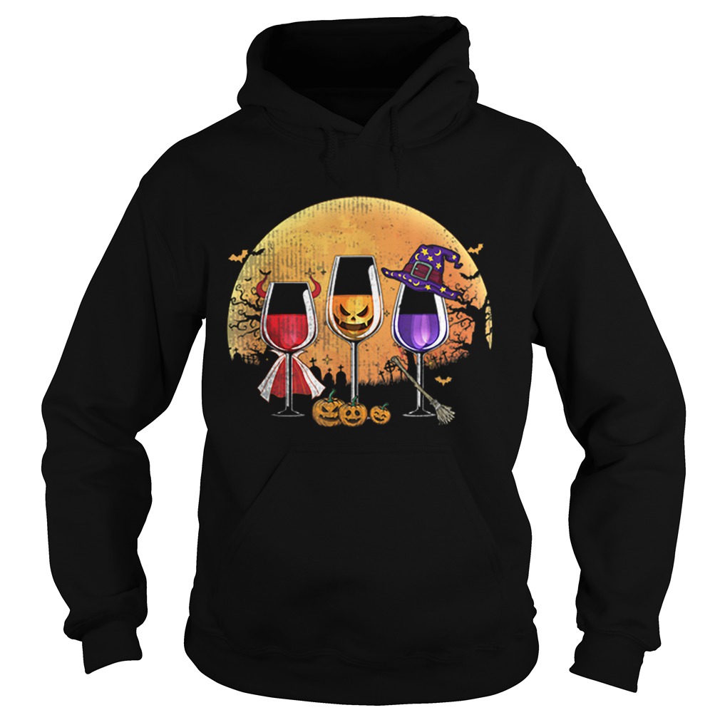 Three wine glasses Halloween Pumpkin Halloween gifts Hoodie