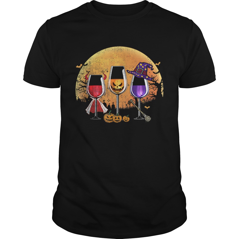 Three wine glasses Halloween Pumpkin Halloween gifts shirt