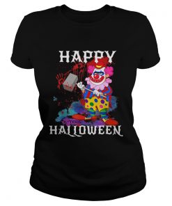 Top Psycho Killer Clown Happy Halloween Party Tee  Classic Ladies