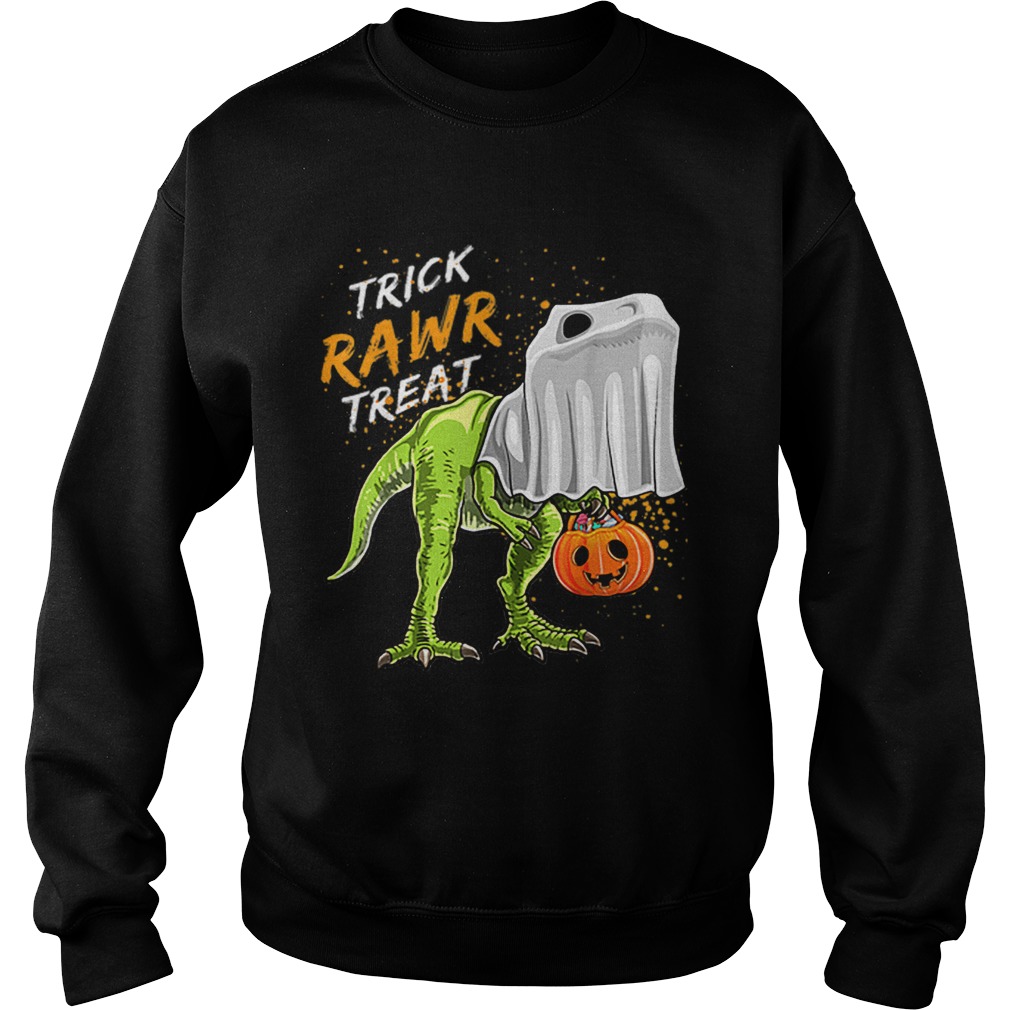 Trick Rawr Treat Halloween T Rex Dinosaur Ghost Boys Sweatshirt