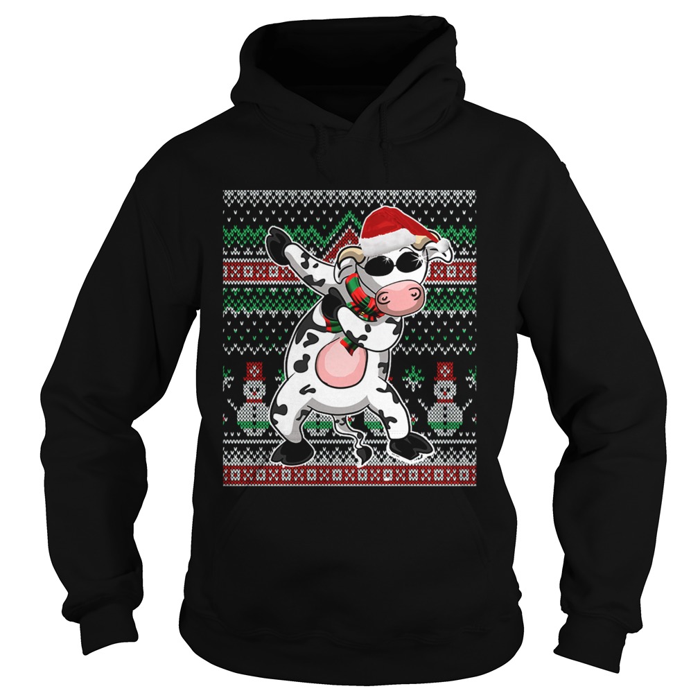 Ugly Christmas Dabbing Santa Cow TShirt Hoodie