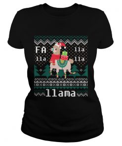 Ugly Christmas Sweater LLama Funny Holiday TShirt Classic Ladies