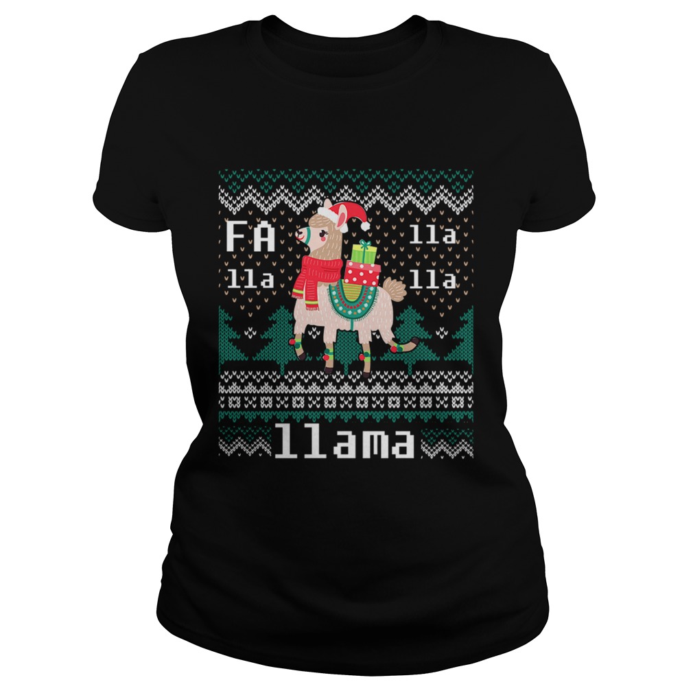 Ugly Christmas Sweater LLama Funny Holiday TShirt Classic Ladies