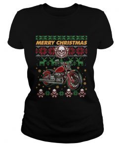 Ugly Christmas Vintage Motorcycle TShirt Classic Ladies