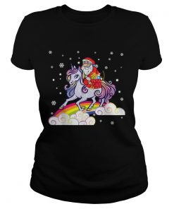 Unicorn Christmas Shirt Girls Santa Kids Women Gifts Xmas TShirt Classic Ladies