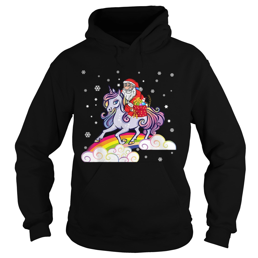 Unicorn Christmas Shirt Girls Santa Kids Women Gifts Xmas TShirt Hoodie