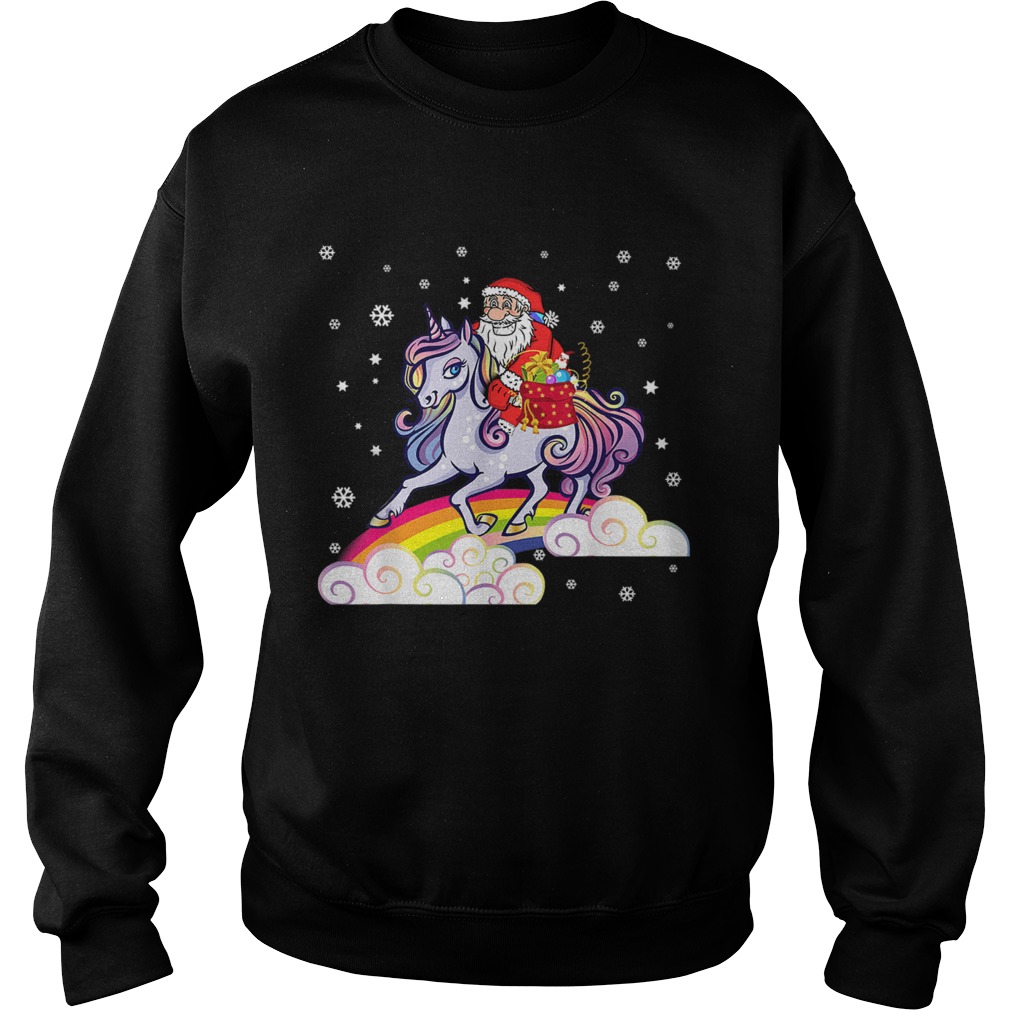 Unicorn Christmas Shirt Girls Santa Kids Women Gifts Xmas TShirt Sweatshirt