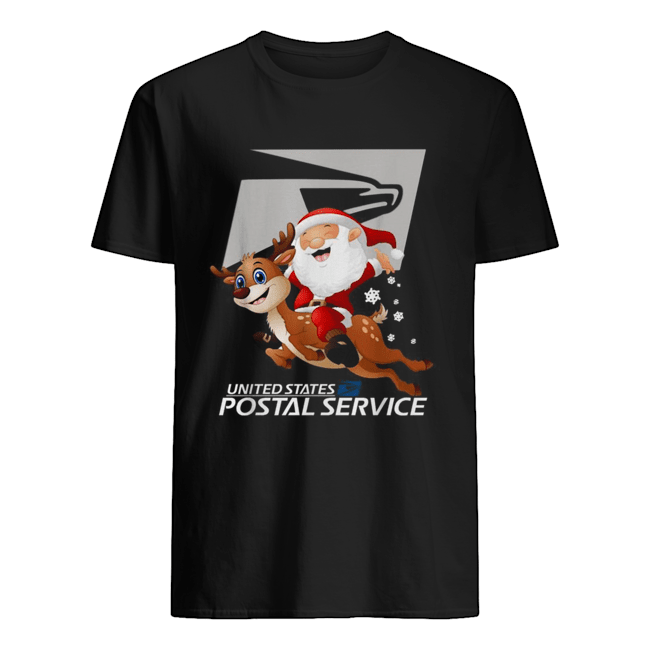 United States Postal Service Santa Claus riding Reindeer Christmas shirt