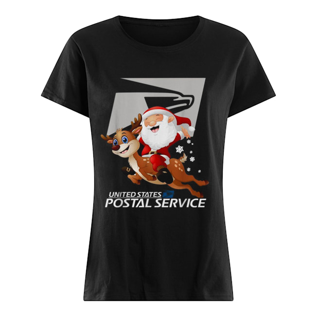 United States Postal Service Santa Claus riding Reindeer Christmas Classic Women's T-shirt