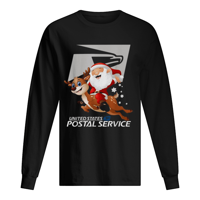 United States Postal Service Santa Claus riding Reindeer Christmas Long Sleeved T-shirt 