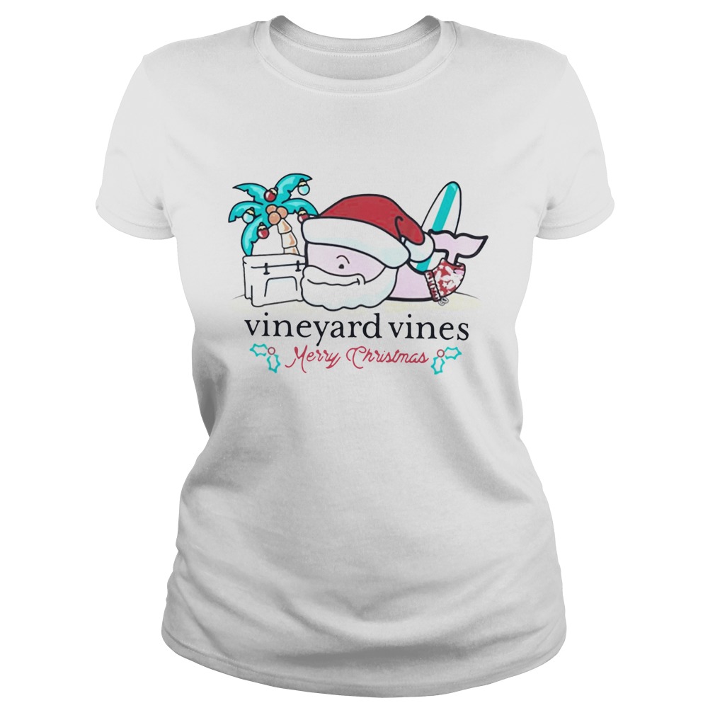 Vineyard Vines Surfside Santa Christmas T Shirt Classic Ladies