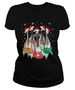 Vitage Guitar Christmas T Classic Ladies