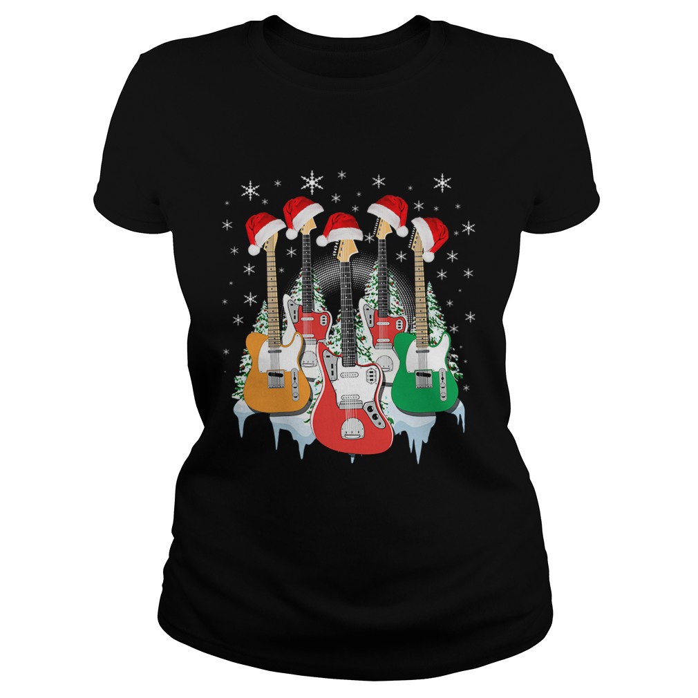 Vitage Guitar Christmas T Classic Ladies