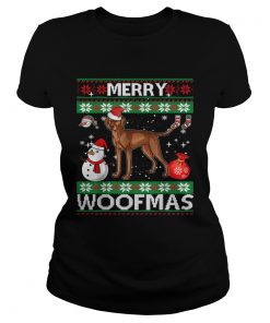 Vizsla Dog Merry Woofmas Christmas Costume TShirt Classic Ladies