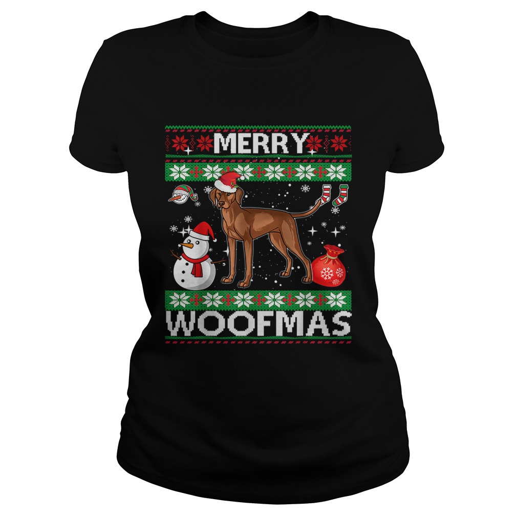 Vizsla Dog Merry Woofmas Christmas Costume TShirt Classic Ladies