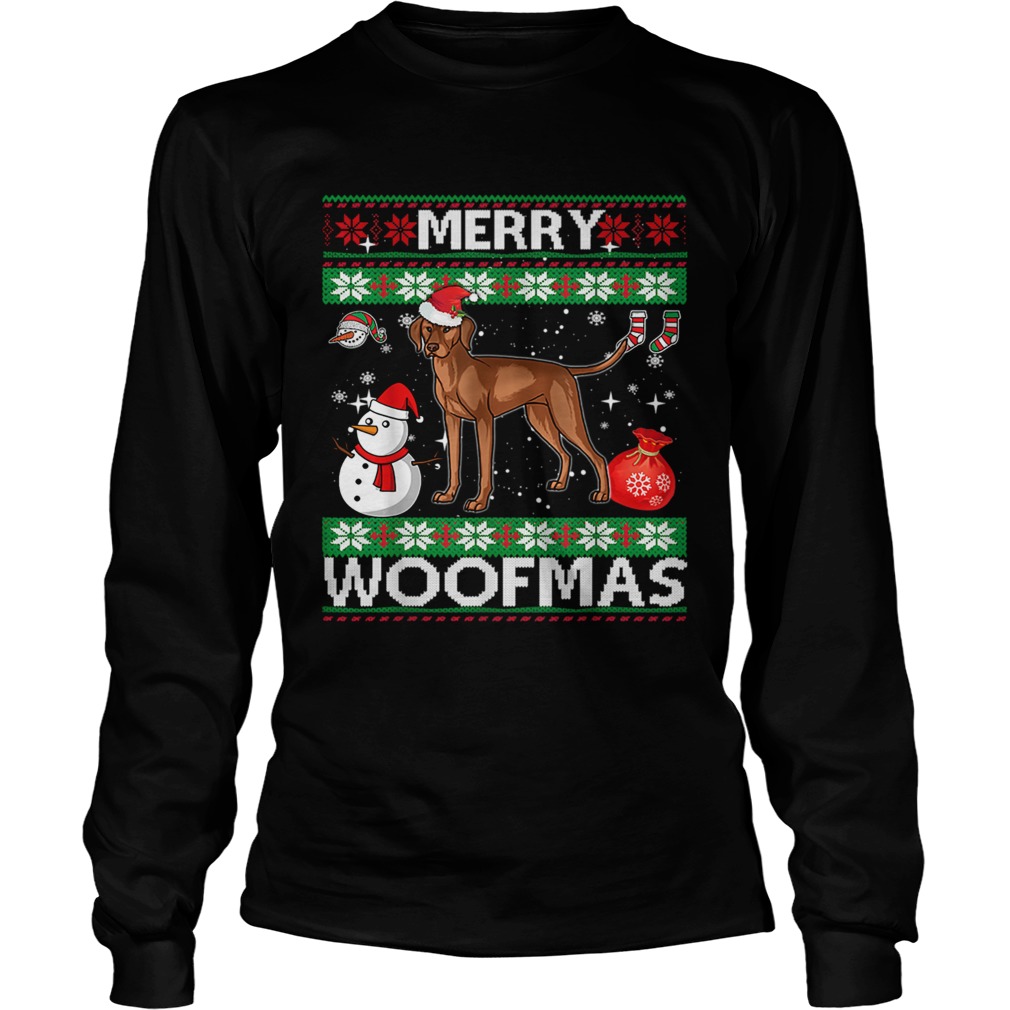 Vizsla Dog Merry Woofmas Christmas Costume TShirt LongSleeve