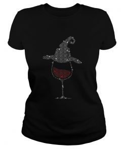 Wine Glass With Witch Hat Halloween T Classic Ladies