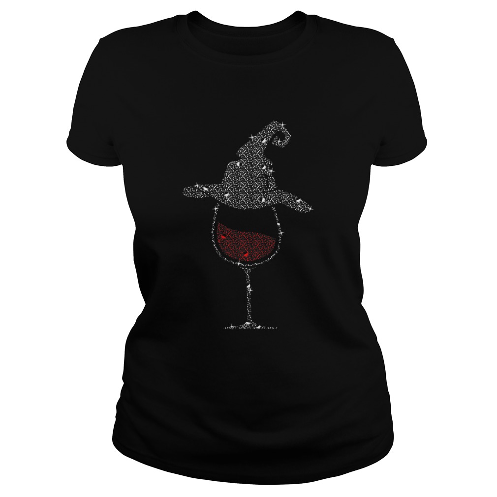 Wine Glass With Witch Hat Halloween T Classic Ladies