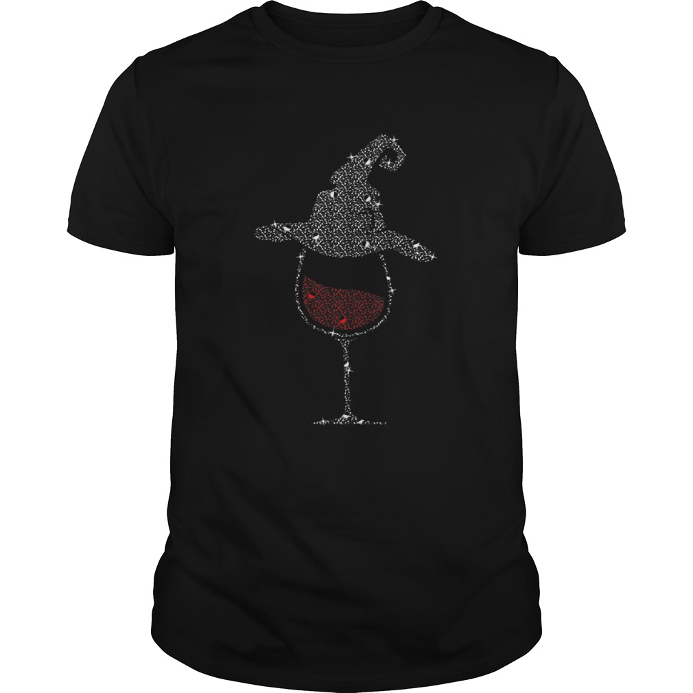 Wine Glass With Witch Hat Halloween Tshirt