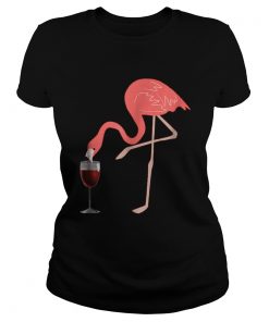 Wine Lovers Pink Flamingo Fun Party TShirt Classic Ladies