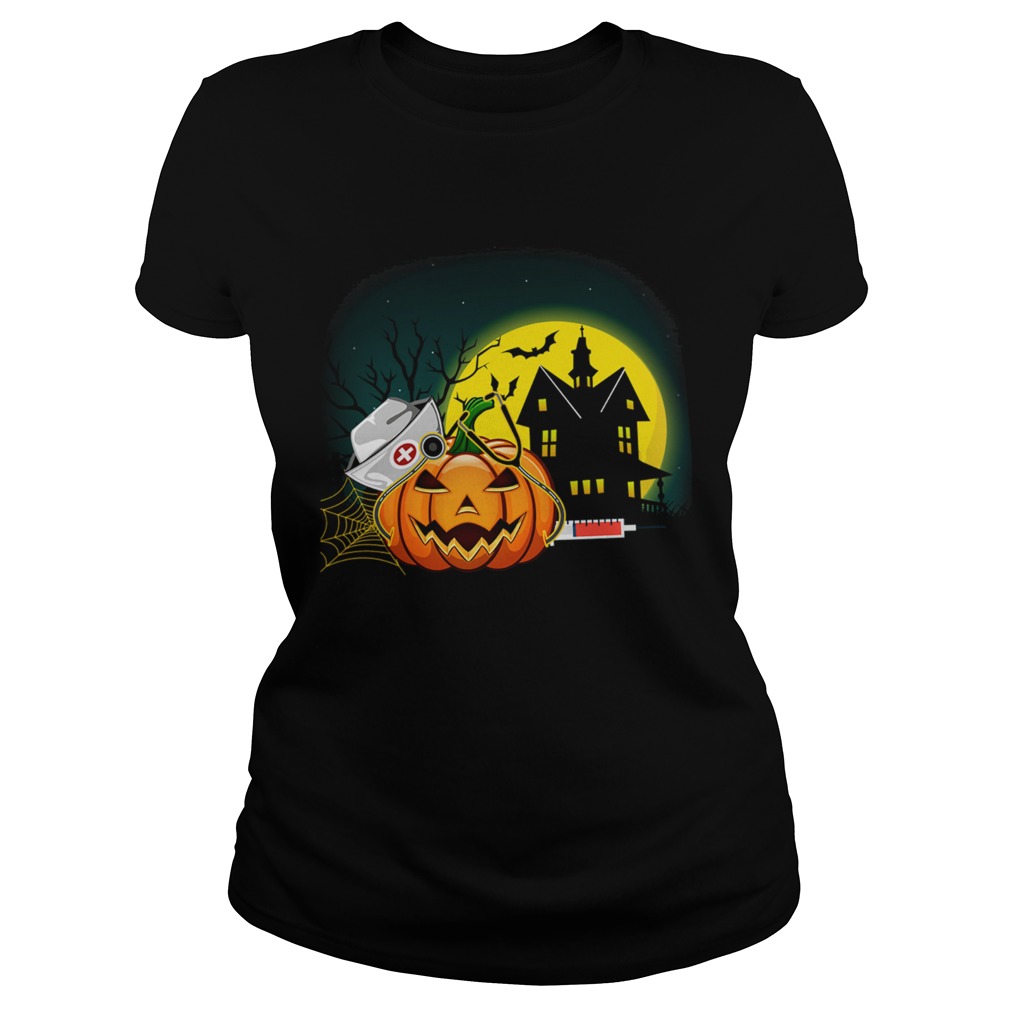 Womens Nurse PumpkinsWomens Halloween Pumpkin Scrubs TShirt Classic Ladies