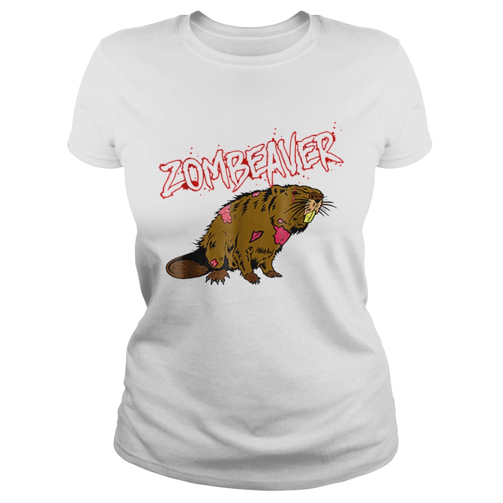 Zombie Animal Zombeaver Wild Life Halloween Tee Classic Ladies