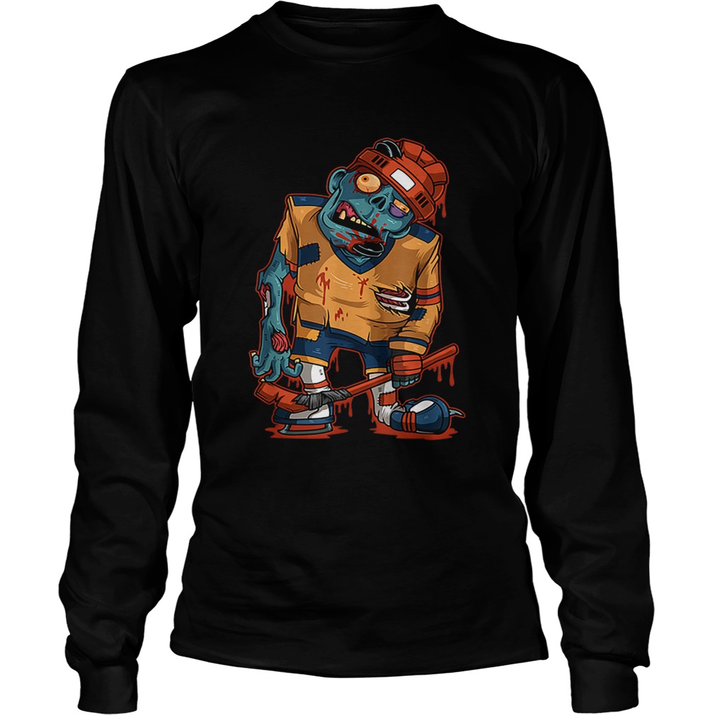 Zombie Ice Hockey Player Halloween Trick or Treating LongSleeve