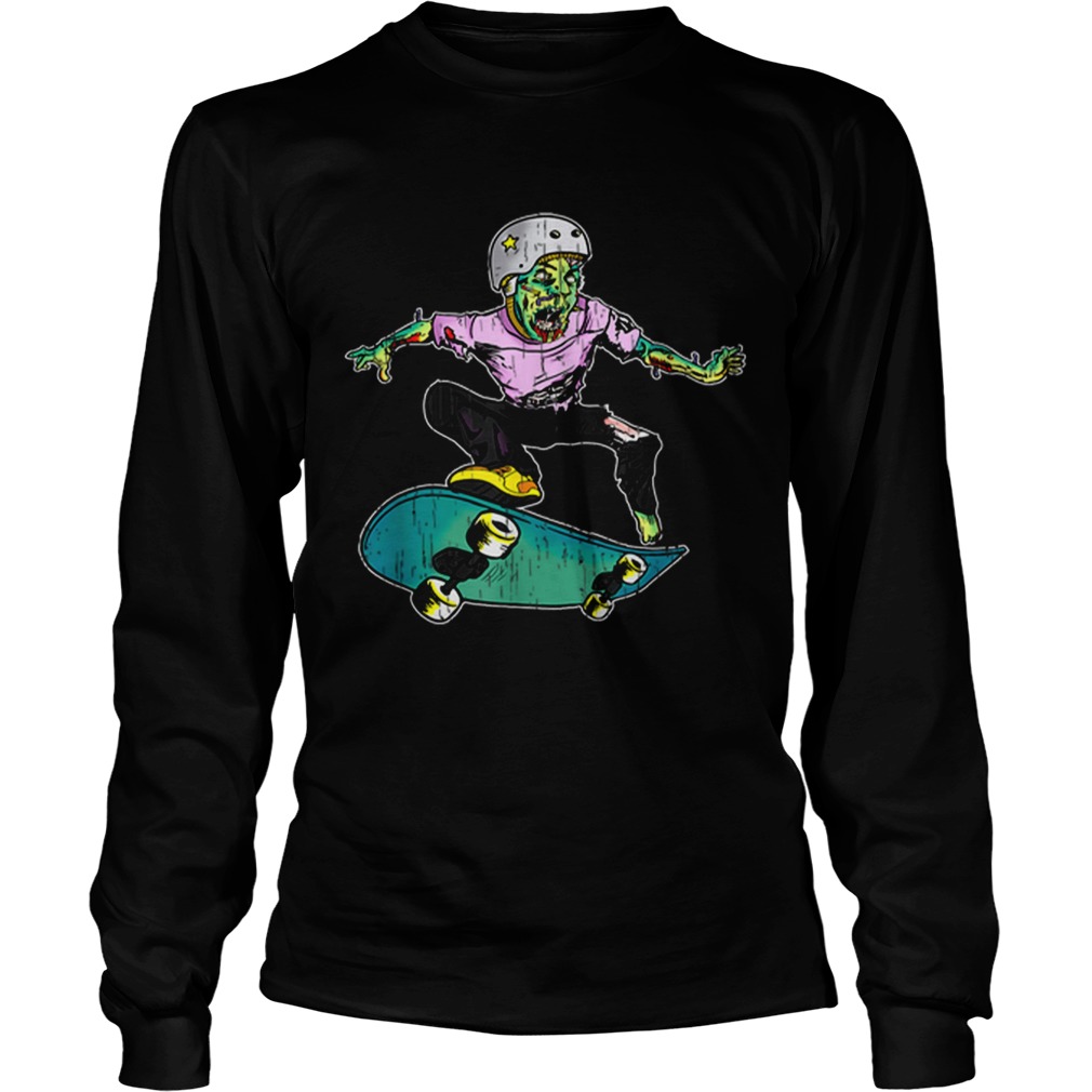 Zombie Teen Halloween Skateboarder Costume Kids Gift LongSleeve