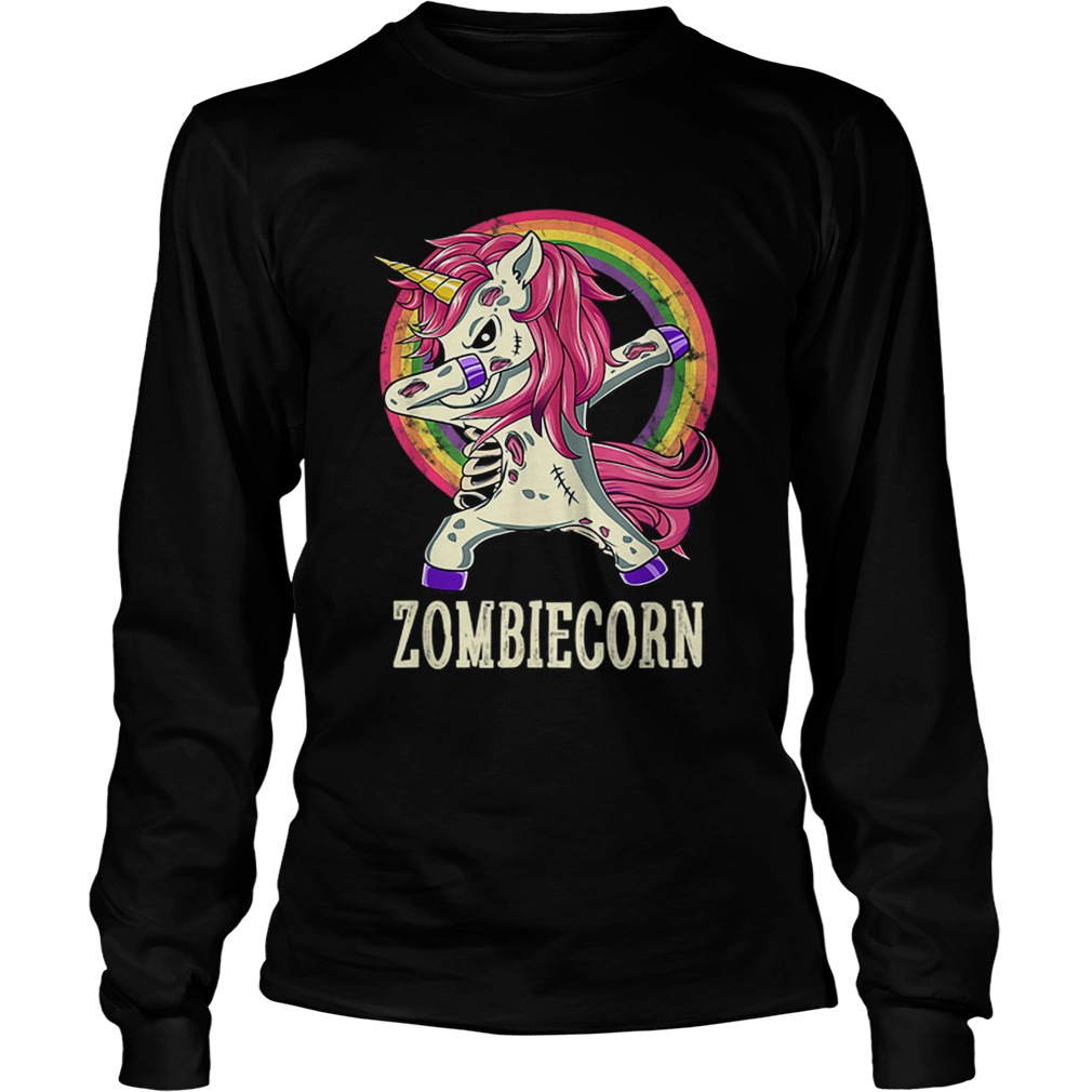 Zombiecorn Zombie Unicorn Dab Dance Halloween Gift LongSleeve