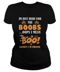 im just here for the boobs i mean boo funny halloween men  Classic Ladies