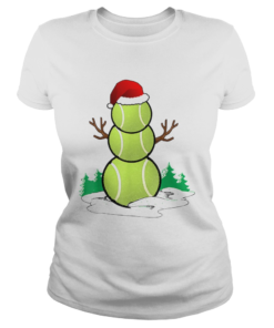 tennis Snowman Funny Santa hat Gift Party Christmas TShirt Classic Ladies