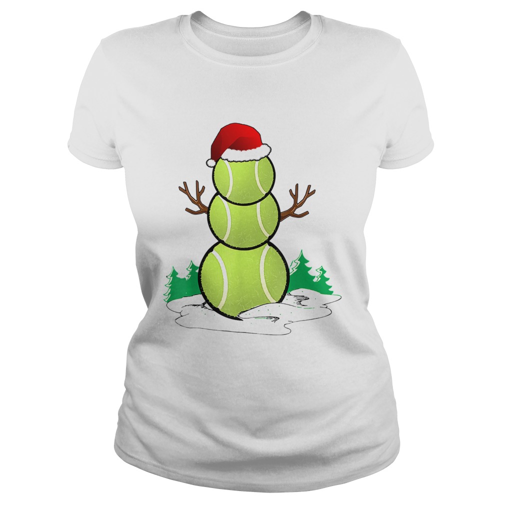 tennis Snowman Funny Santa hat Gift Party Christmas TShirt Classic Ladies