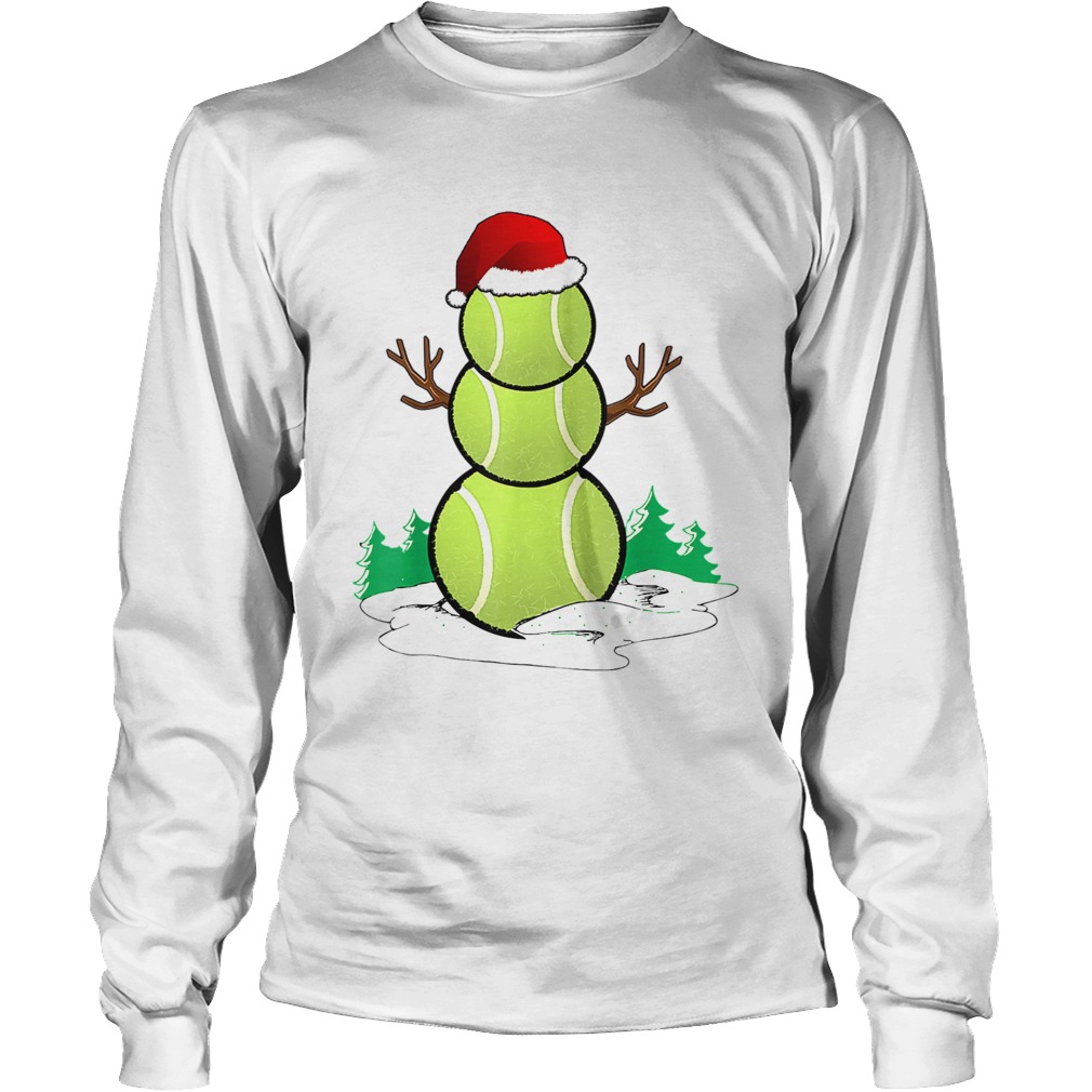 tennis Snowman Funny Santa hat Gift Party Christmas TShirt LongSleeve