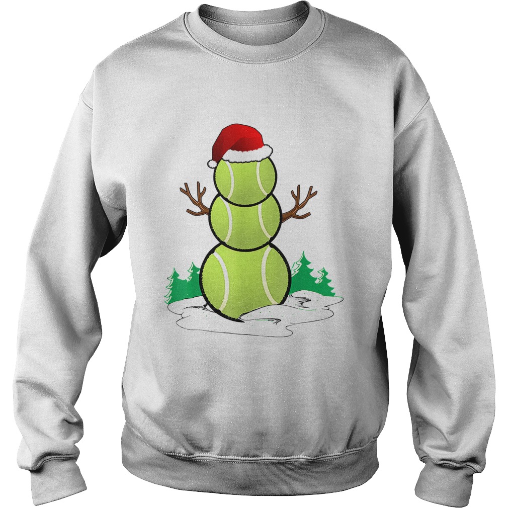 tennis Snowman Funny Santa hat Gift Party Christmas TShirt Sweatshirt