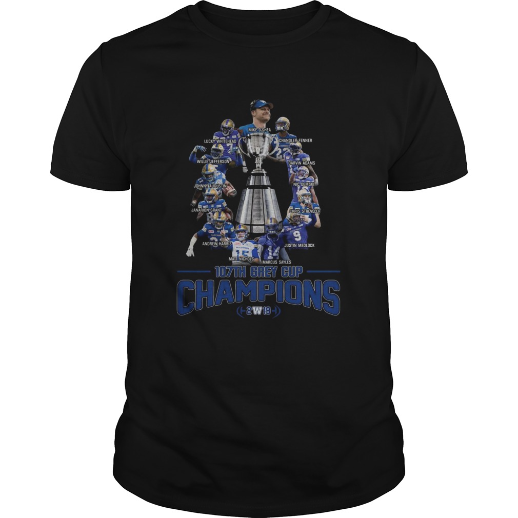 107th Grey Cup Blue Bombers Players Champions 2019 shirt