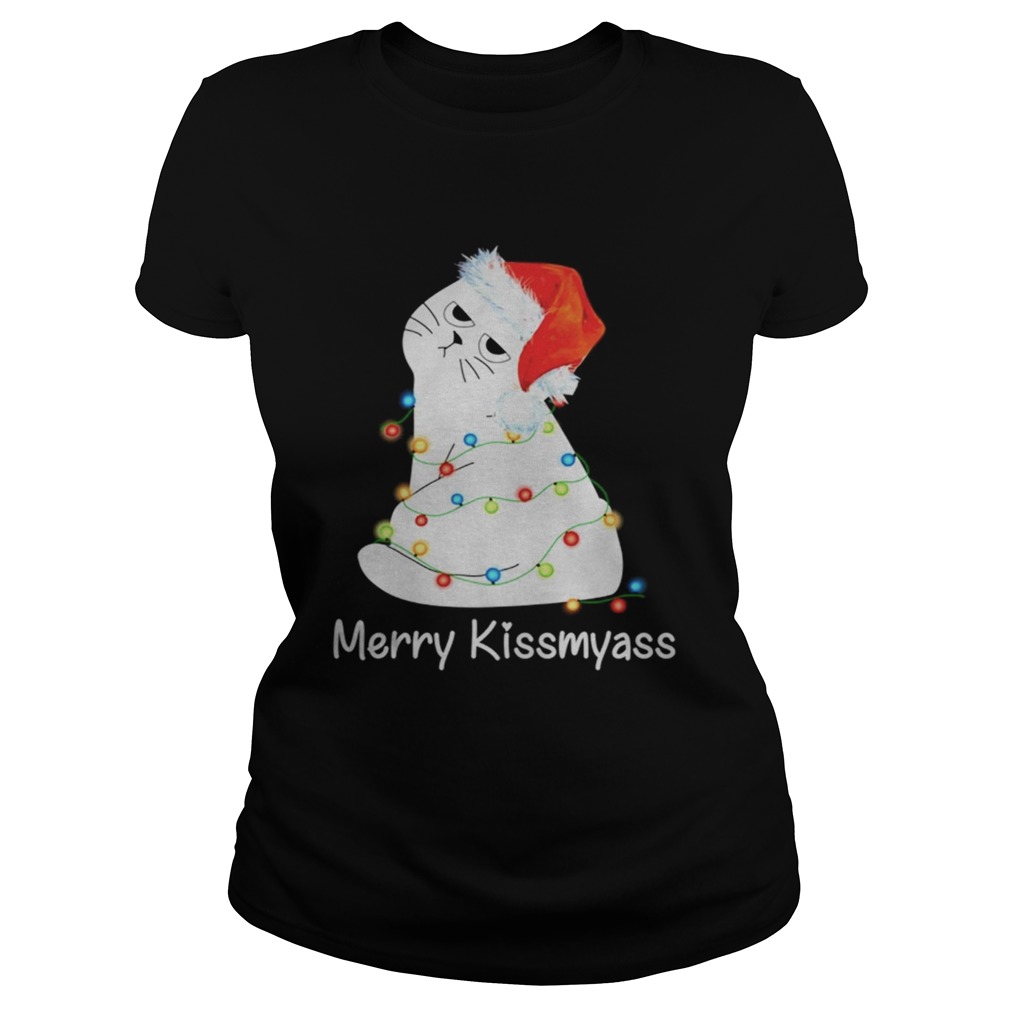 1572663559Cat Merry Kissmyass Christmas Light Classic Ladies