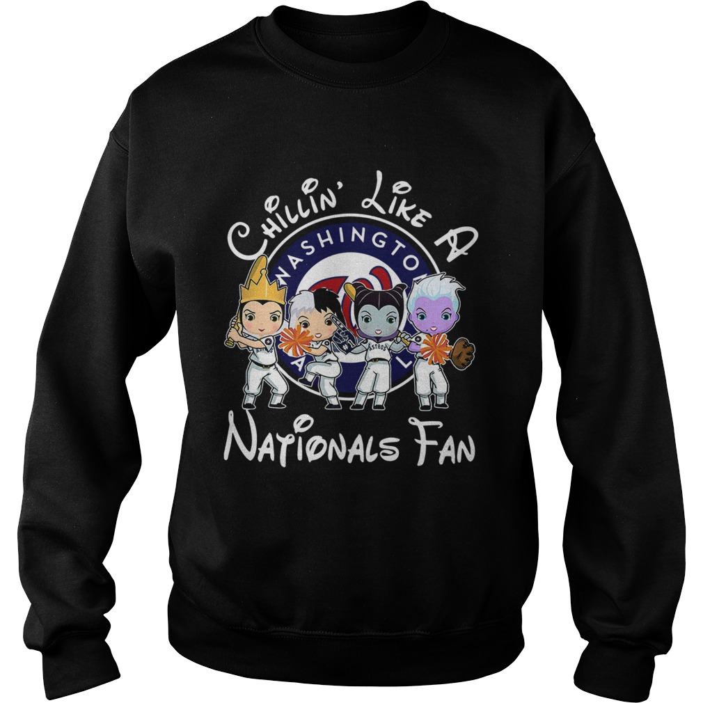 1572664040Cruella De Vil Evil Queen Ursula Maleficent Chillinâ€™ like a Washington Nationals fan Sweatshirt