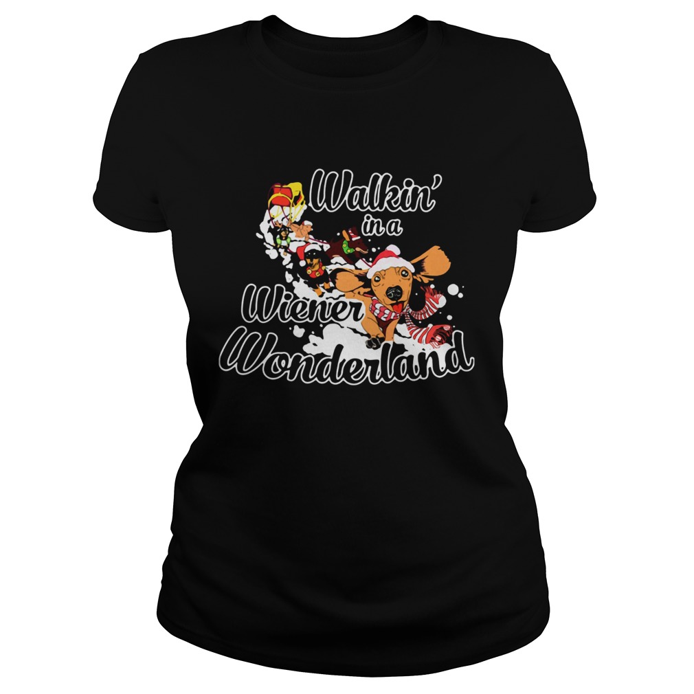 1572681221Dachshund Walkinâ€™ In A Wiener Wonderland Christmas Shirt Classic Ladies