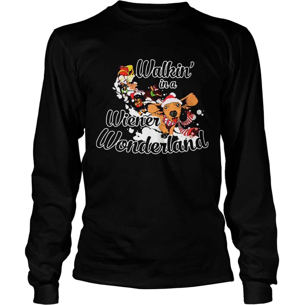 1572681221Dachshund Walkinâ€™ In A Wiener Wonderland Christmas Shirt LongSleeve