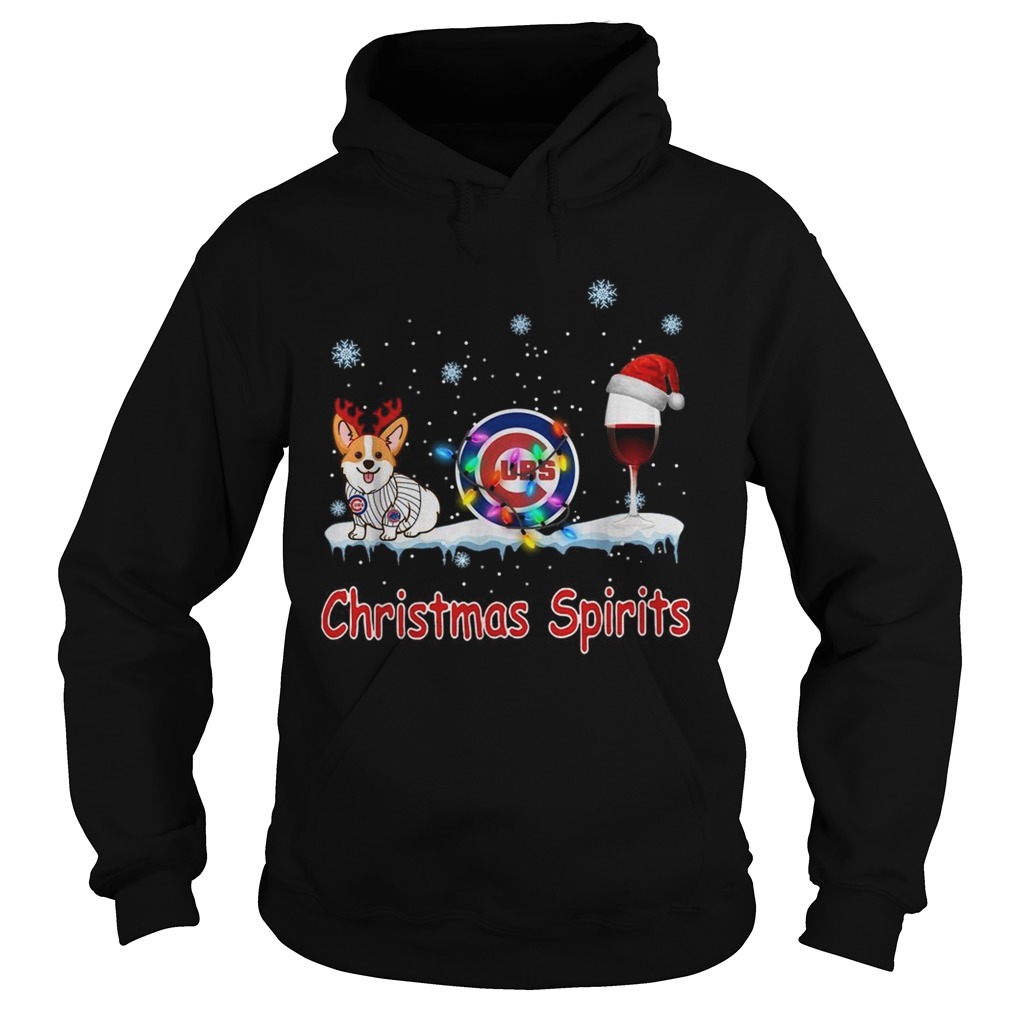 1572682954Corgi Chicago Cubs Christmas and wine spirits Hoodie