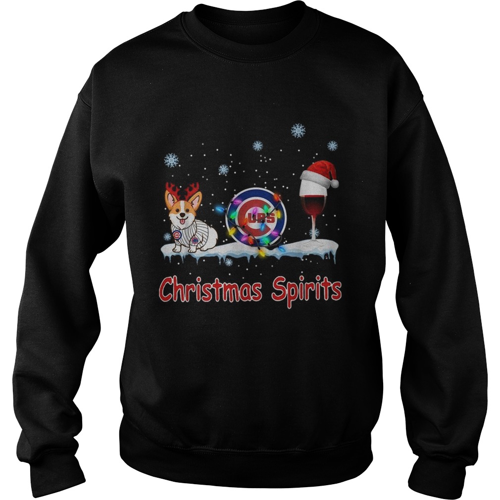 1572682954Corgi Chicago Cubs Christmas and wine spirits Sweatshirt