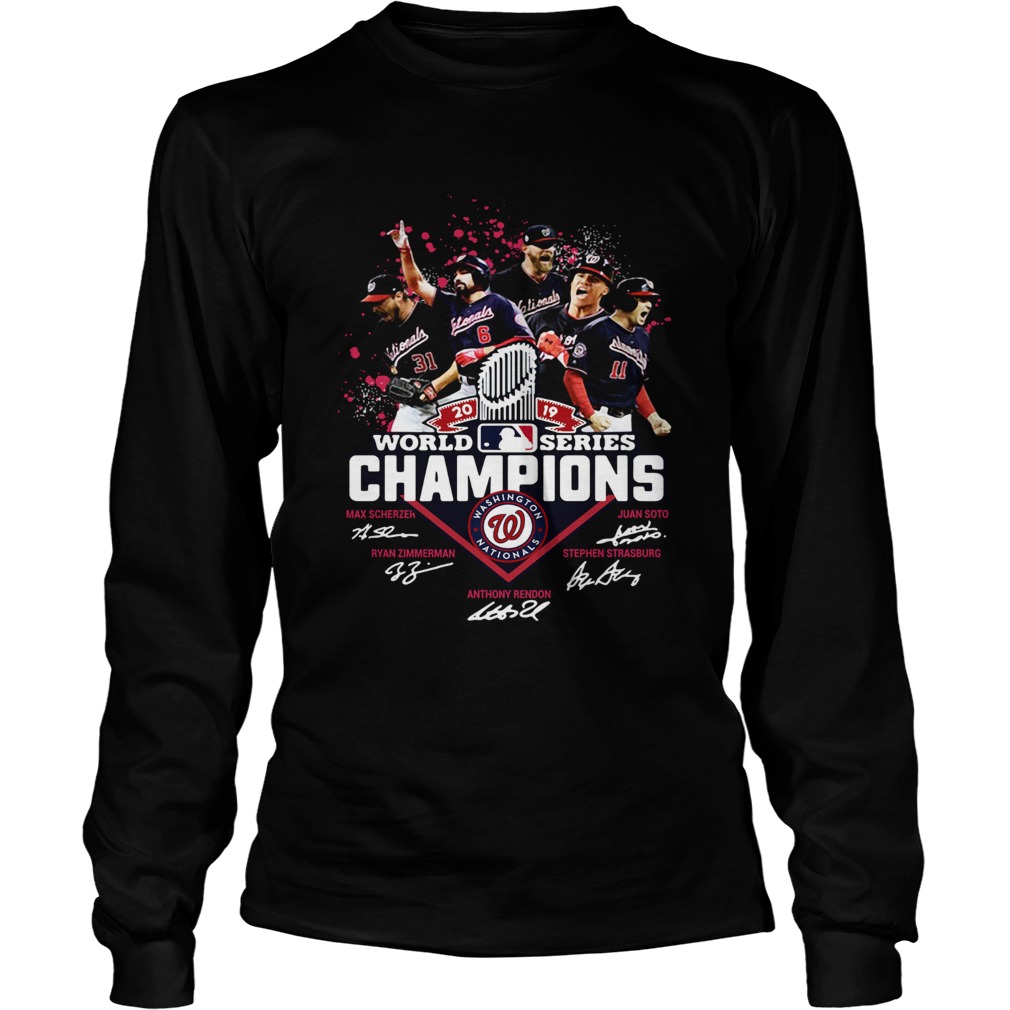 1572843856Washington Nationals Logo 2019 World Series Champions Signatures LongSleeve