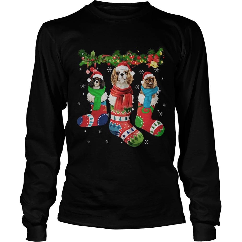 1572844340Cavalier King Charles Spaniel in stocking Merry Christmas LongSleeve