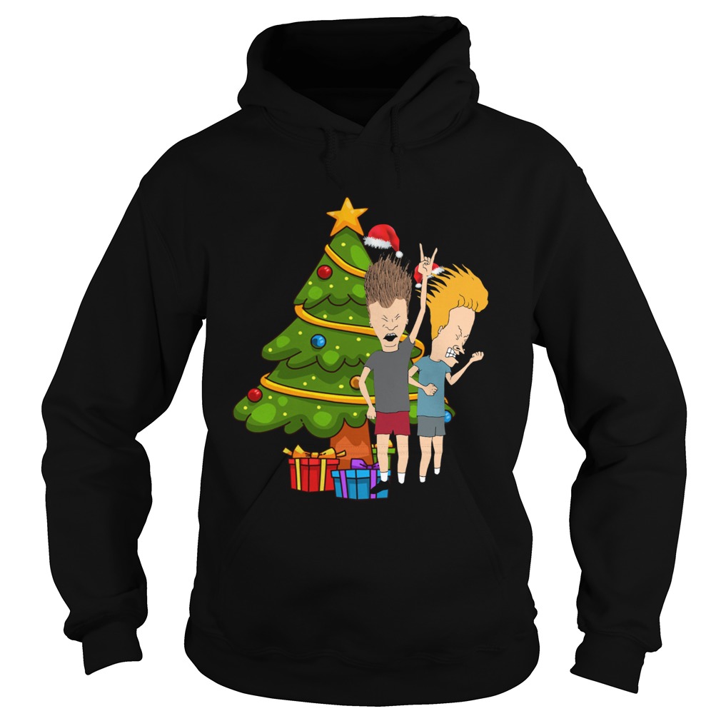 1572855191Beavis And Butthead Around The Christmas Tree Hoodie