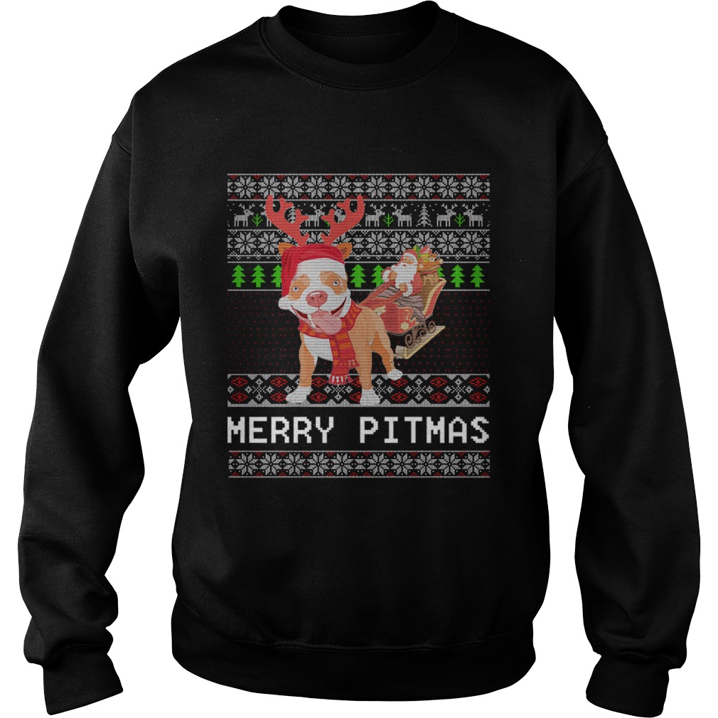 1572864523Merry Pitmas Ugly Christmas Pitbull Dog Funny Xmas Gift Sweatshirt