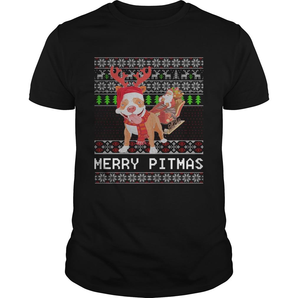 Merry Pitmas Ugly Christmas Pitbull Dog Funny Xmas Gift shirt