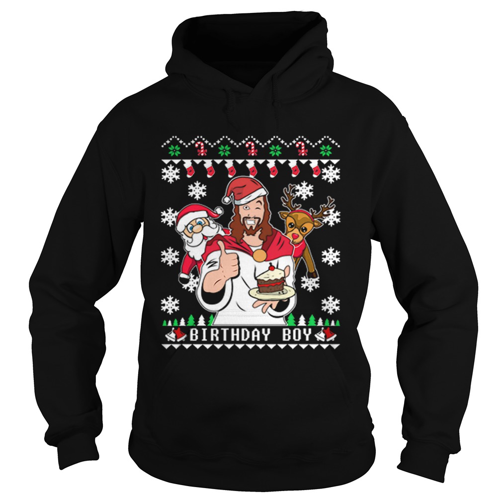 1573720873Birthday Jesus Santa And Reindeer Ugly Christmas Hoodie