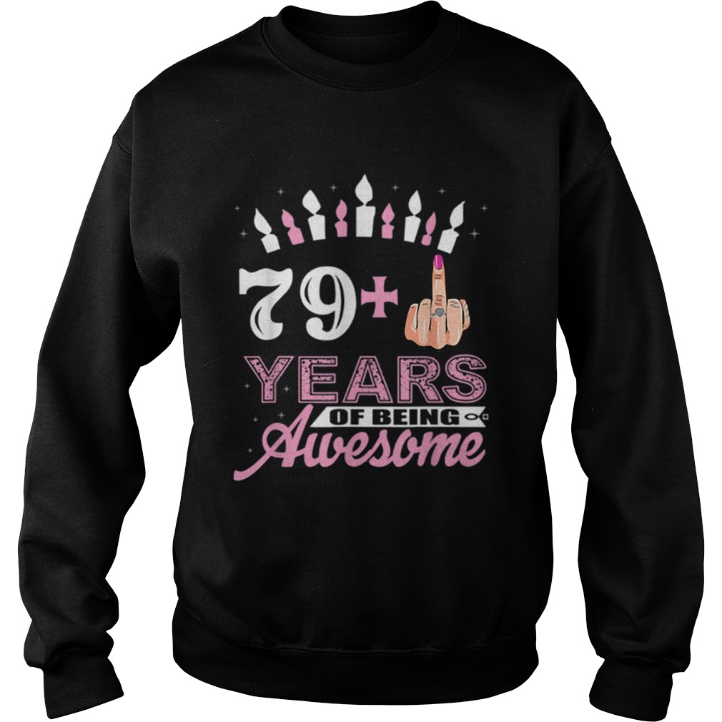 1574071130Awesome I Am 79 Plus Middle Finger Funny 80th Birthday Christmas Sweatshirt