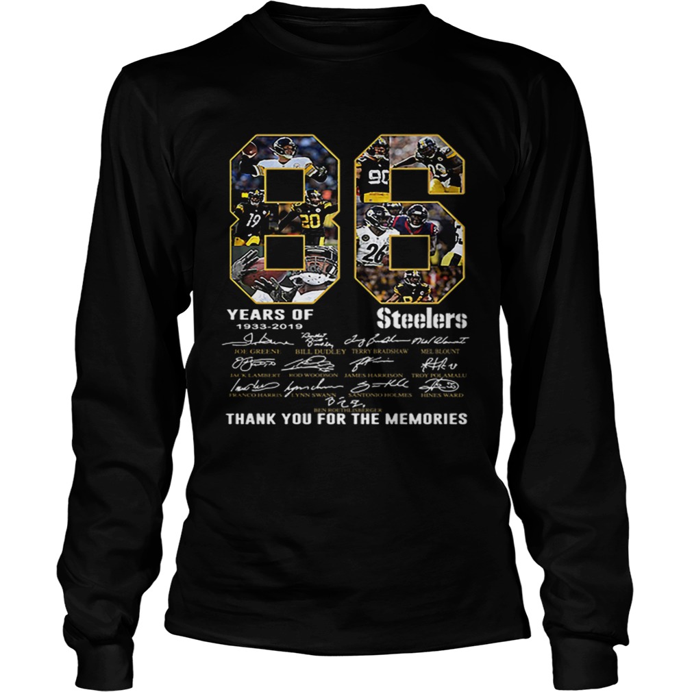 86 Years Of Pittsburgh Steelers 19332019 signatures LongSleeve