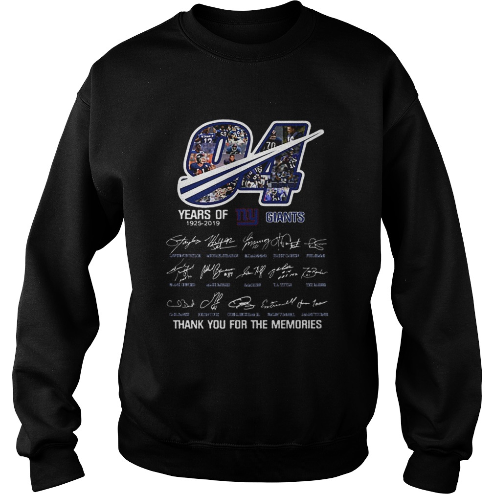 94 Years Of New York Giants 19252019 thank you for the memories Sweatshirt